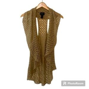 PURE | Pure Handknit 100% Cotton Loose Net Beige  Shrug - Small